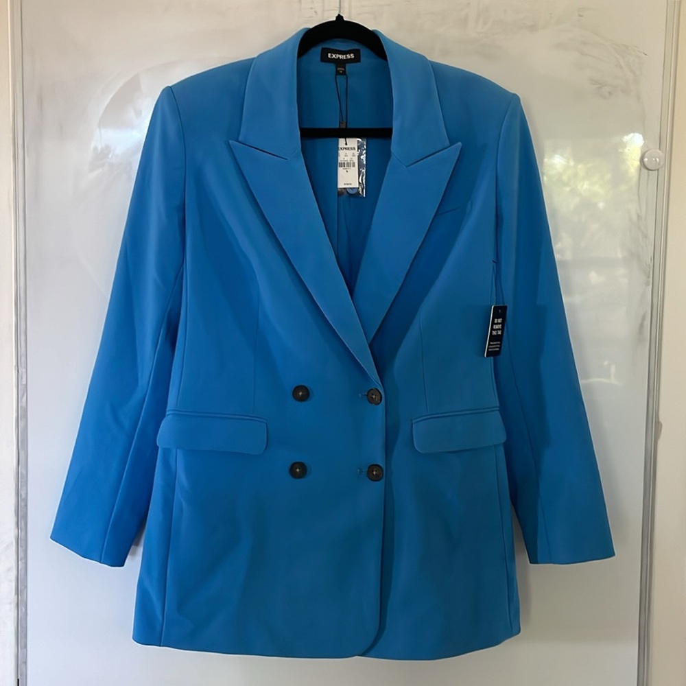 Express Electric Blue Double-Breasted Blazer - Picture 14 of 16